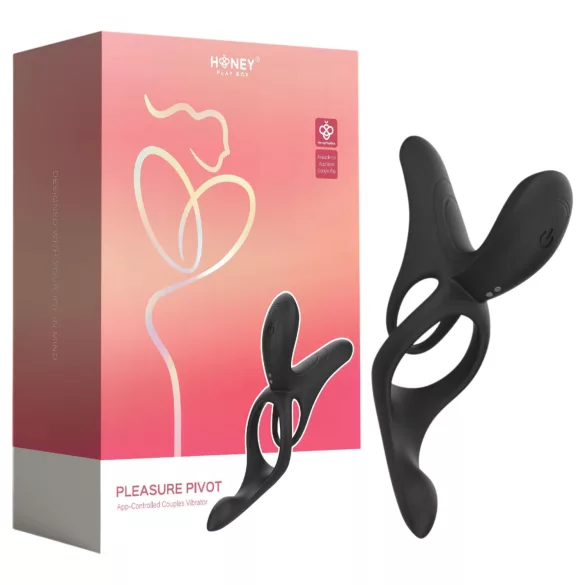 Honey Play Box Pleasure Pivot - anneau pénien vibrant connecté - silicone noir