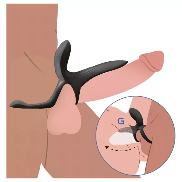 Honey Play Box Pleasure Pivot - anneau pénien vibrant connecté - silicone noir