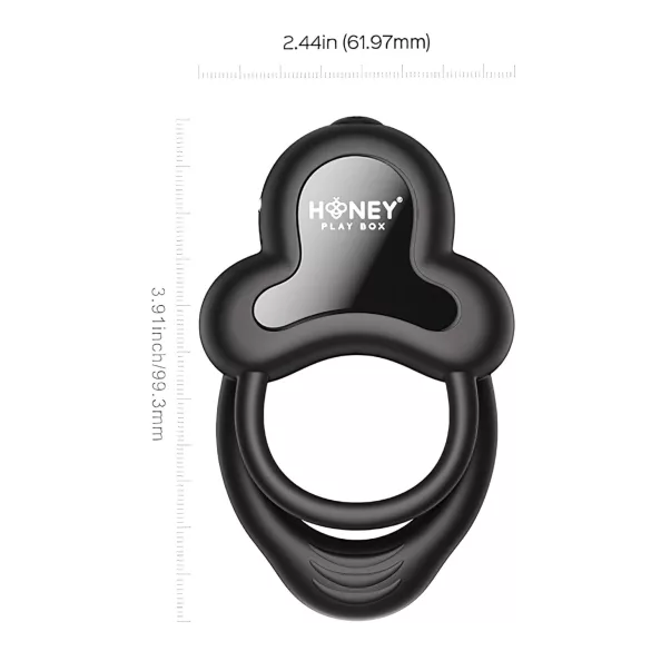 Honey Play Box Anello - anneau pénien vibrant connecté - silicone noir