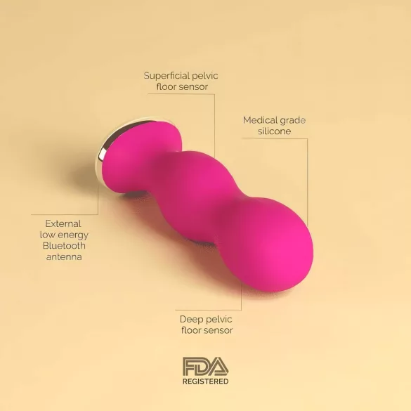 Perifit - Boule de geisha vibrante contrôlée par application (rose)