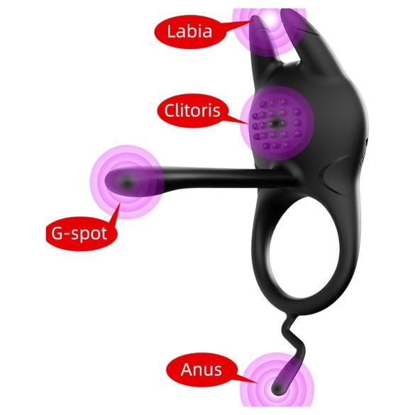 AlvUp - anneau pénien vibrant stimulateur clitoridien - silicone noir