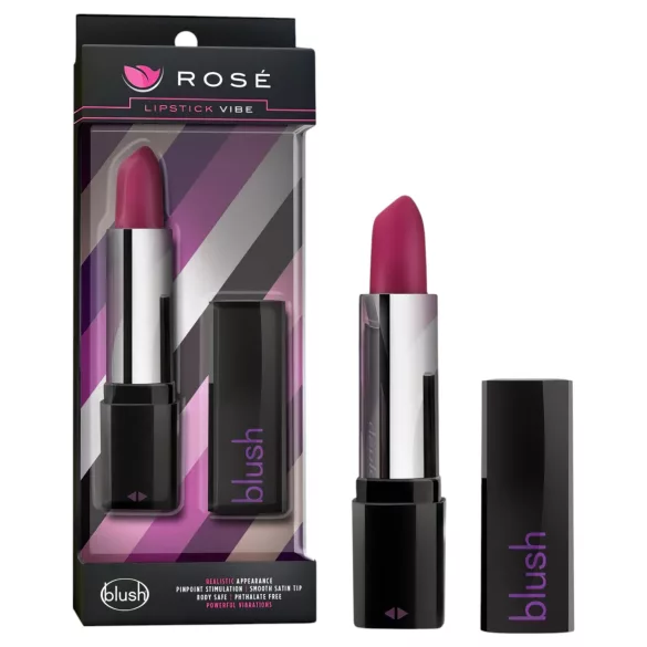 Blush - mini vibromasseur rouge à lèvres waterproof - noir rose