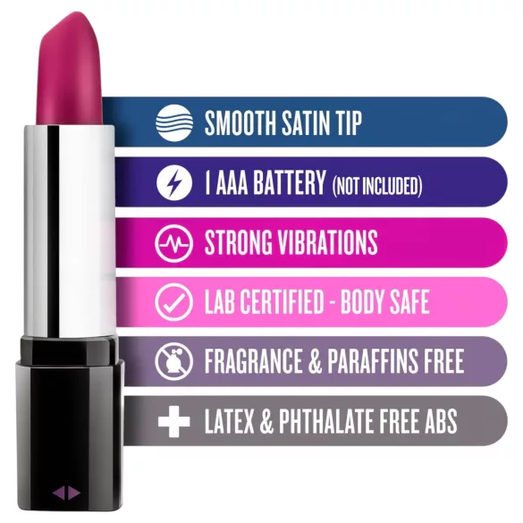 Blush - mini vibromasseur rouge à lèvres waterproof - noir rose