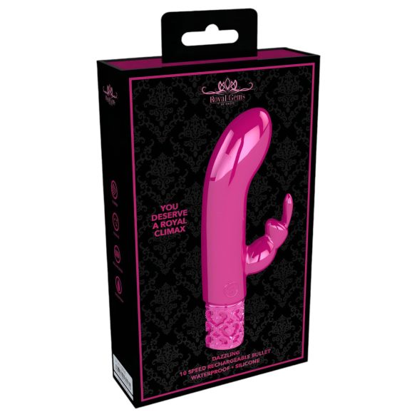 Royal Gems Dazzling - vibromasseur rabbit rechargeable - silicone rose