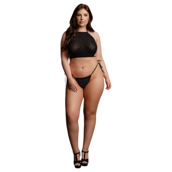 Le Désir - ensemble lingerie grande taille avec strass - noir (XL-3XL)