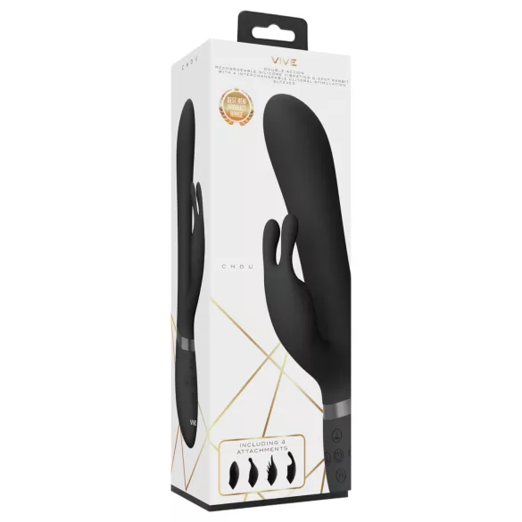 Vive Chou - Vibromasseur rabbit 4 en 1 - stimulation clitoridienne - noir