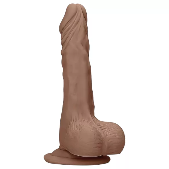 RealRock - gode réaliste avec testicules - 17cm - couleur foncée