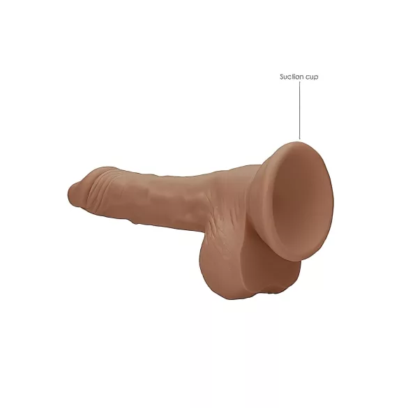 RealRock - gode réaliste avec testicules - 17cm - couleur foncée
