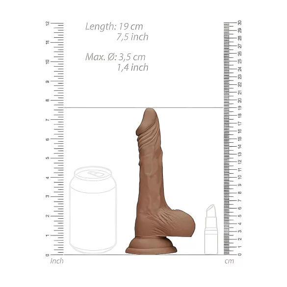 RealRock - gode réaliste avec testicules - 17cm - couleur foncée