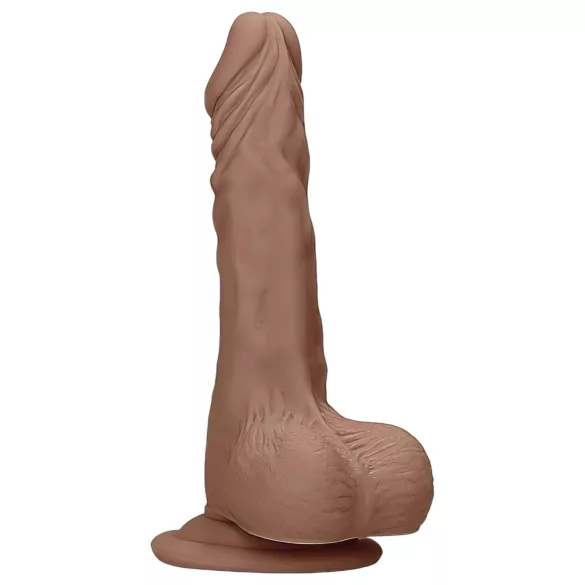 RealRock - gode réaliste avec testicules - 17cm - couleur foncée