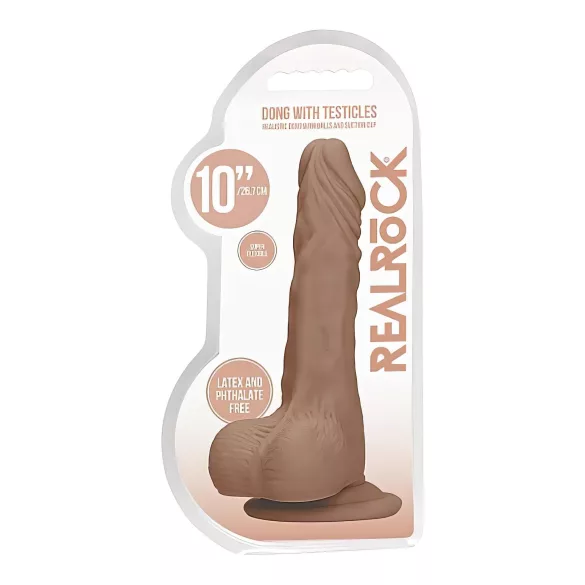 RealRock - gode réaliste avec testicules - 25cm - couleur foncée