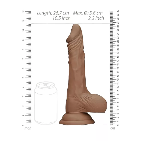 RealRock - gode réaliste avec testicules - 25cm - couleur foncée