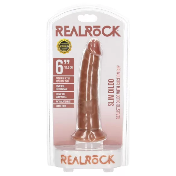 RealRock Slim - godemichet réaliste 15,5 cm - silicone - marron foncé