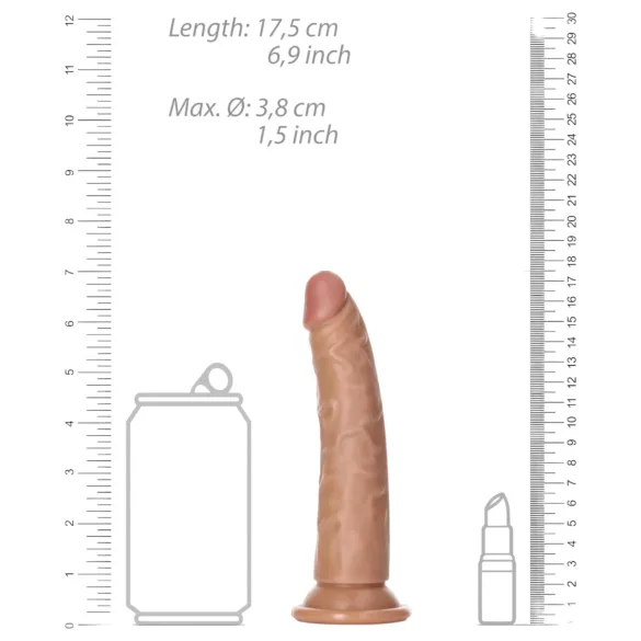RealRock Slim - godemichet réaliste 15,5 cm - silicone - marron foncé