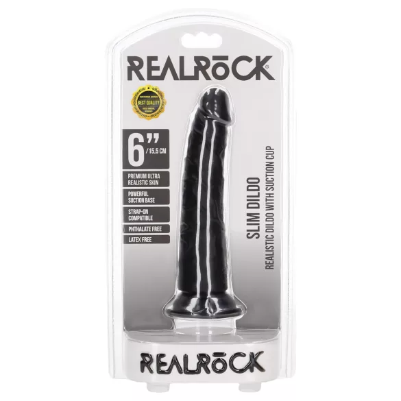 RealRock - gode réaliste fin - 15,5 cm - noir