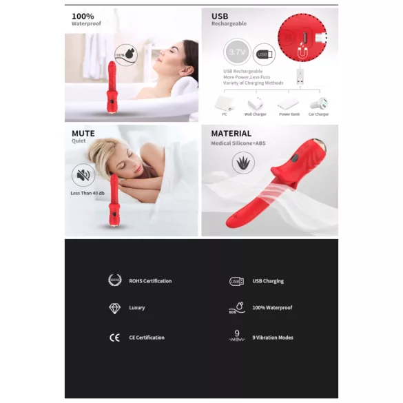 Bestoy - vibromasseur point G étanche - silicone rouge