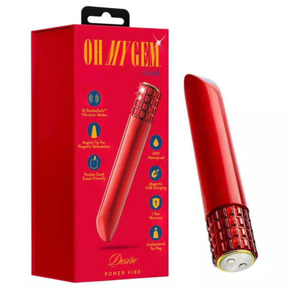 Oh My Gem - vibromasseur rouge rechargeable en forme de rouge à lèvres