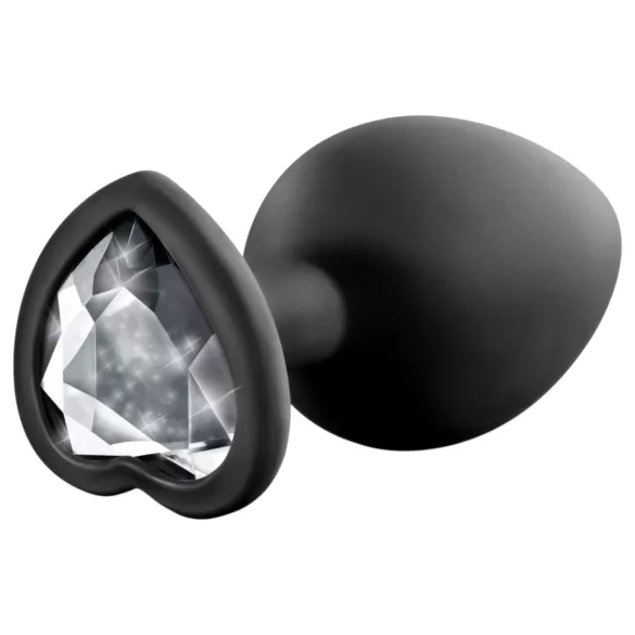 Temptasia S - plug anal cœur avec strass - silicone noir - petit
