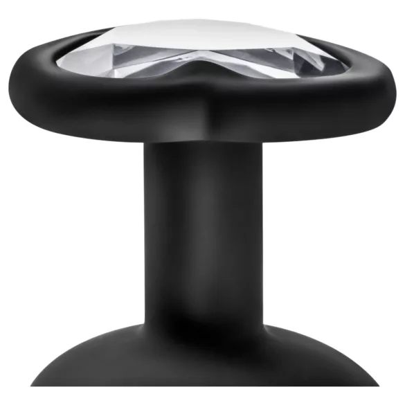 Temptasia S - plug anal cœur avec strass - silicone noir - petit