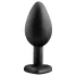 Temptasia - plug anal cœur pierre argentée - silicone noir taille M