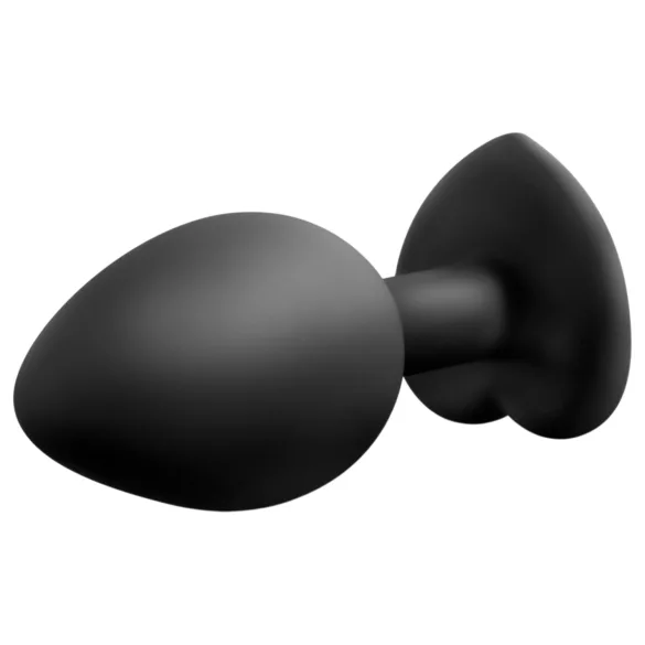 Temptasia - plug anal cœur pierre argentée - silicone noir taille M