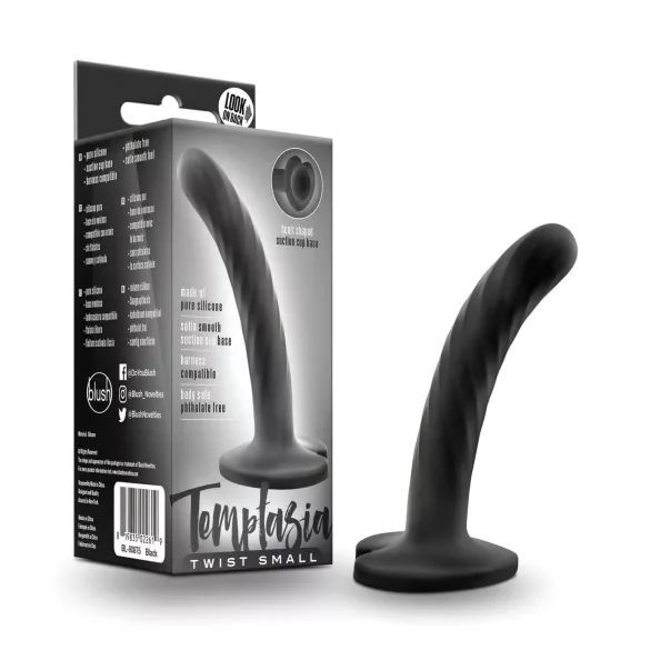 Temptasia Twist Small - gode ceinture ventouse torsadé - silicone noir