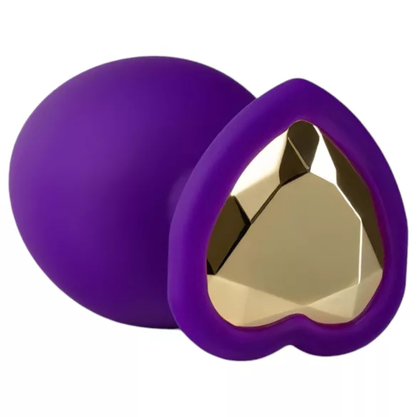 Temptasia - plug anal cœur bijou doré - petit - silicone violet