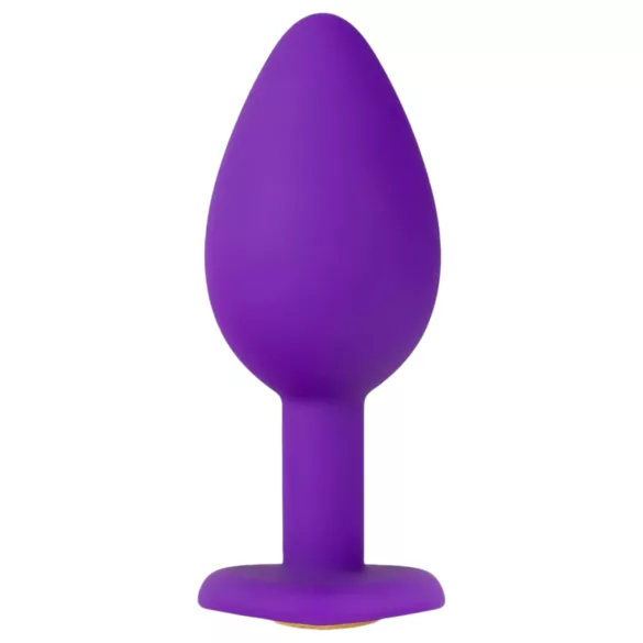 Temptasia - plug anal cœur bijou doré - petit - silicone violet