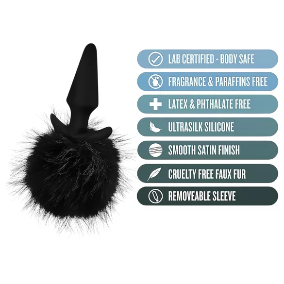Anal Adventures Platinum - plug anal queue de lapin - noir