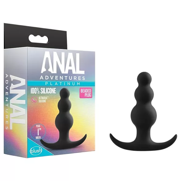 Anal Adventures Platinum - plug anal à perles - silicone noir