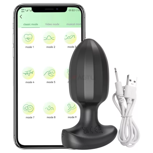 AlvUp - plug anal vibrant connecté - silicone noir