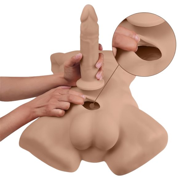 Silexd Apollo - masturbateur torse d’homme réaliste - silicone marron foncé