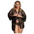 Subblime Queen Plus - ensemble peignoir en dentelle noir (XL-2XL)