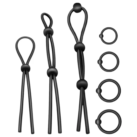 Addicted Toys - set anneaux péniens silicone - 7 pièces - noir