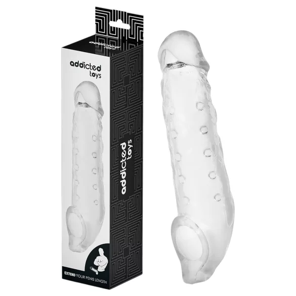 Addicted Toys - gaine pénis avec anneau testicules - 23cm transparent