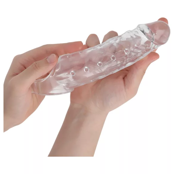Addicted Toys - gaine pénis avec anneau testicules - 23cm transparent