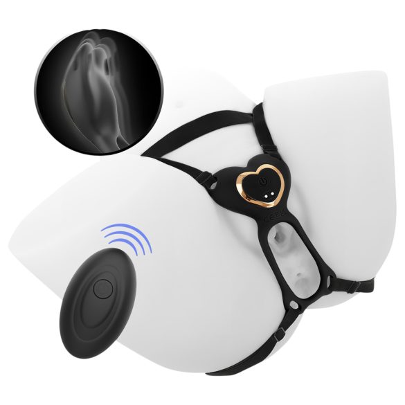 IBIZA - gode ceinture vibrant stimulateur clitoridien - silicone noir