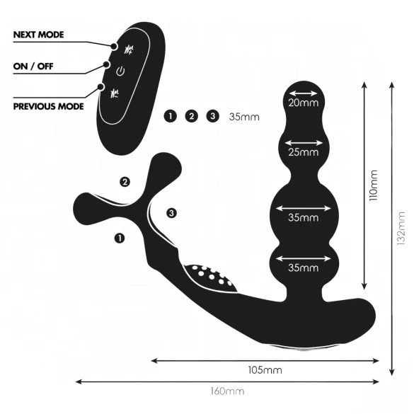 Addicted Toys - anneau pénien avec plug anal vibrant rotatif - noir
