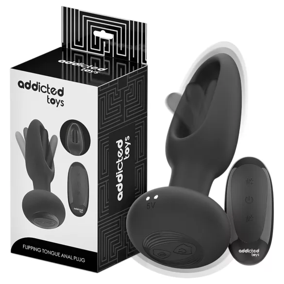 Addicted Toys - vibromasseur anal à langue rotative - silicone noir