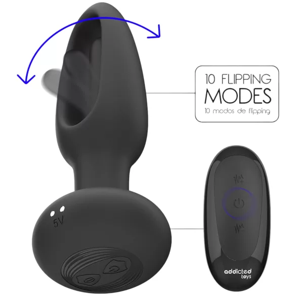 Addicted Toys - vibromasseur anal à langue rotative - silicone noir