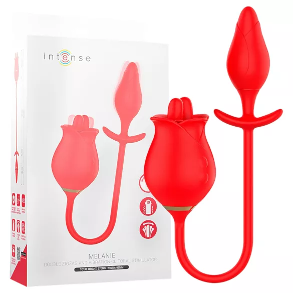 Intense Melanie - stimulateur clitoridien 2en1 langue vibrante - silicone rouge