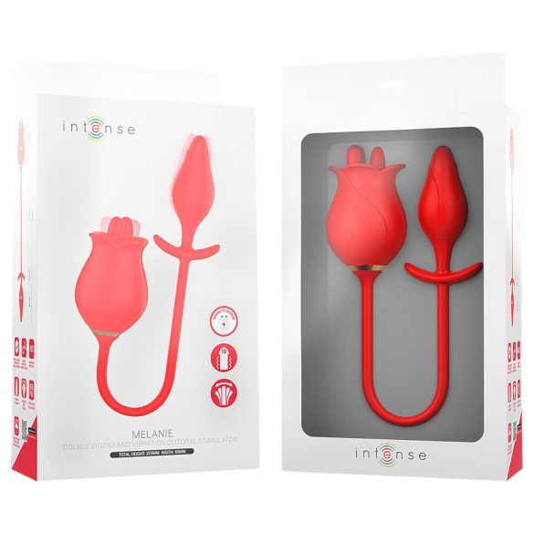 Intense Melanie - stimulateur clitoridien 2en1 langue vibrante - silicone rouge