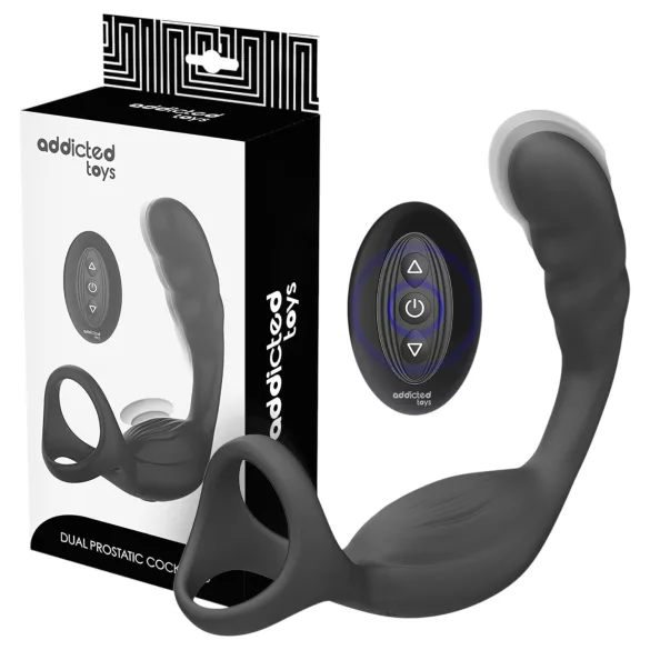 Addicted Toys - plug anal vibrant avec cockring et anneau testicules - noir