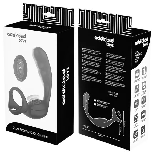 Addicted Toys - plug anal vibrant avec cockring et anneau testicules - noir