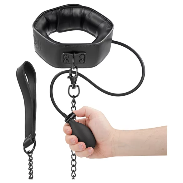 Fétiche - collier gonflable avec laisse (noir)