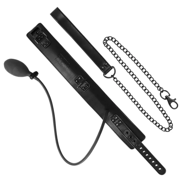 Fétiche - collier gonflable avec laisse (noir)