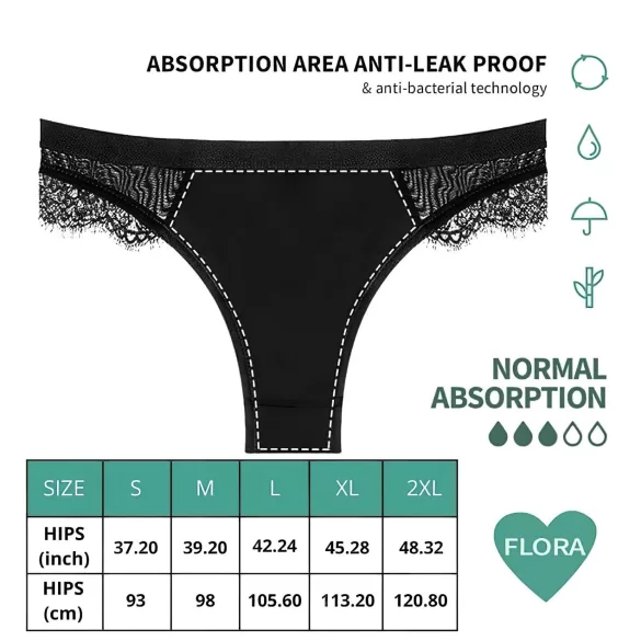 Adalet Flora Normal - culotte menstruelle absorbante - noir