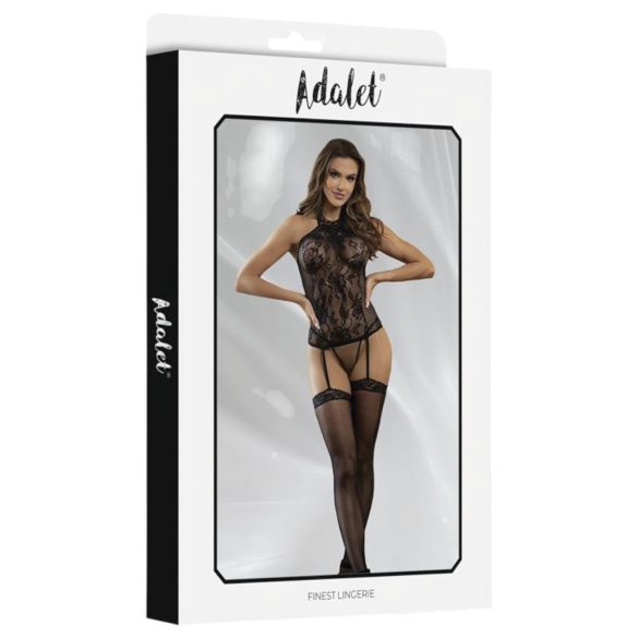 Adalet Nicole - ensemble lingerie résille dentelle - noir - L/XL