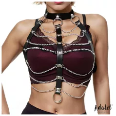 Adalet Hilda - harnais chaîne - cuir vegan noir