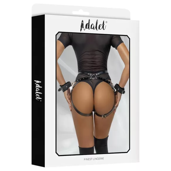 Adalet Jimena - harnais avec menottes - cuir vegan noir